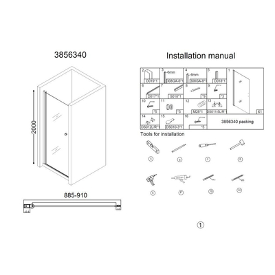 Best Design Erico nisdeur met profiel 89 91cm H200cm NANO glas 6mm