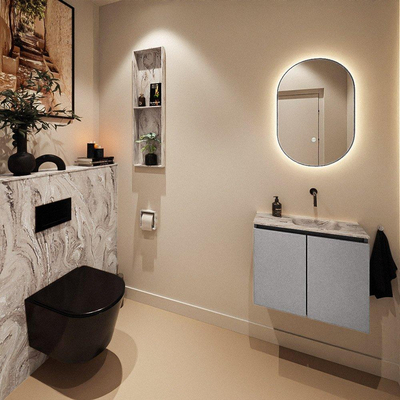 MONDIAZ TURE-DLUX 60cm toiletmeubel Plata. EDEN wastafel Glace positie rechts. Zonder kraangat.