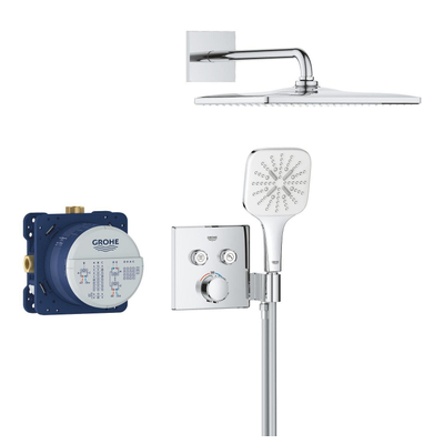 GROHE QuickFix Precision SmartControl Système de douche encastré - tête de douche Cube Vitalio Rain Mono 310 - chrome.