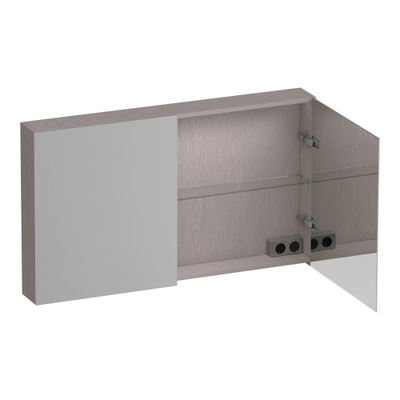 BRAUER Impress Deluxe armoire de toilette - 120x70x15cm - éclairage interne et externe - 2 portes miroir double face - Bois Grège