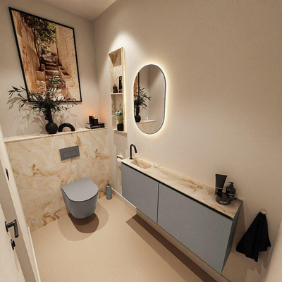 MONDIAZ TURE-DLUX 120cm toiletmeubel Smoke. EDEN wastafel Frappe positie links. Met 1 kraangat.