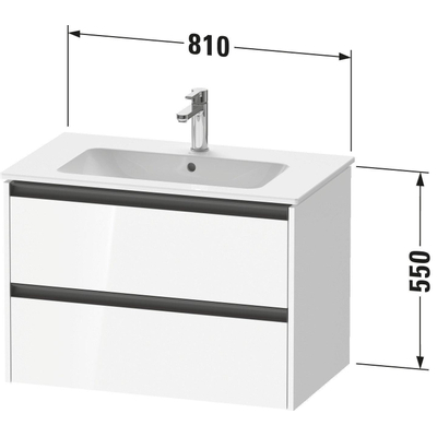 Duravit Ketho 2 meuble sous-lavabo avec 2 tiroirs 81x48x55cm avec poignées anthracite blanc super mat