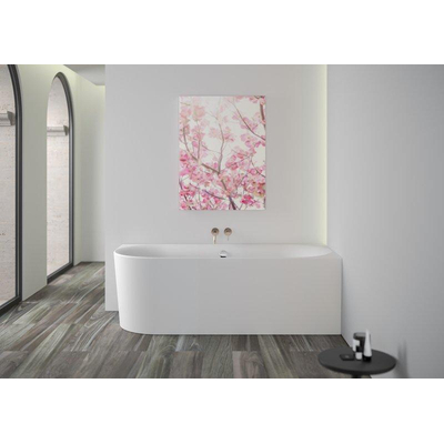Plieger Kansas Baignoire d'angle - 180x80x60cm - angle droit - avec arrivée d'eau - avec garniture de vidage et de trop-plein - avec pieds - acrylique - blanc mat