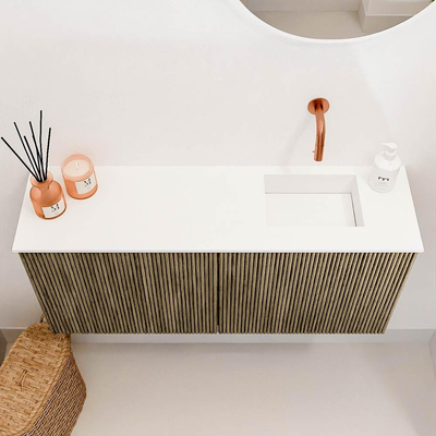 Mondiaz JOYA 90cm meuble de salle de bains - couleur Dusk - Vasque FAYE position Droite Sans trou de robinet couleur Talc.