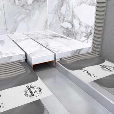 Easy Drain Compact 30 Modulo Stone caniveau de douche set garde d'eau 30mm 80cm profondeur d'encastrement 70mm avec sortie latérale