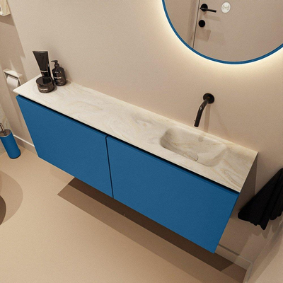 MONDIAZ TURE-DLUX 120cm toiletmeubel Jeans. EDEN wastafel Ostra positie rechts. Zonder kraangat.