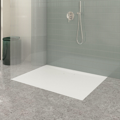 Villeroy & Boch Ecora douchebak - 120x90x3.5cm - afvoer lange zijde - stone white (wit)