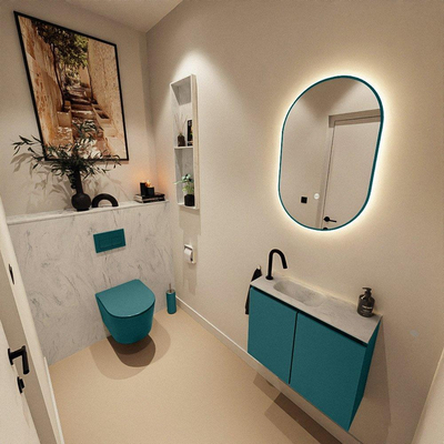 MONDIAZ TURE-DLUX Meuble toilette - 60cm - Smag - EDEN - vasque Opalo - position gauche - 1 trou de robinet