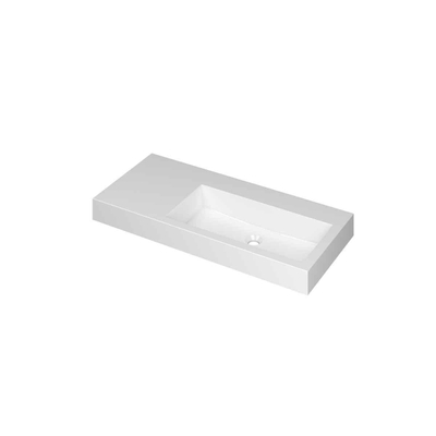 INK Momento lavabo - 100x45x9cm - 1 vasque à droite - 0 trous de robinet - polystone blanc brillant