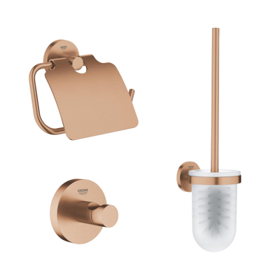 Grohe Start Toiletaccessoire set - toiletborstelhouder - open - toiletrolhouder - met klep - handdoekhaak - brushed warm sunset (koper)