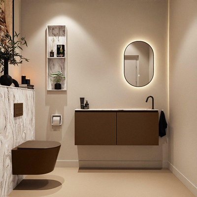 MONDIAZ TURE-DLUX Meuble WC 120 cm Rust. EDEN lavabo Glace position droite. Avec 1 trou de robinet.