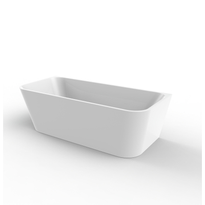 ZEZA Grand Baignoire semi-îlot - 180x80x58cm - avec une bonde- acrylique - blanc brillant