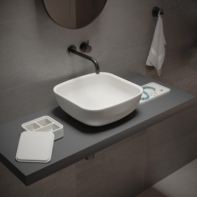 Ideavit Solidpool waskom - 35x35x13cm - Solid surface - Vierkant - Mat Wit