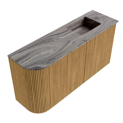 Mondiaz JOYA-DLUX 81.6cm toiletmeubel - ronding links kleur Oak - Wastafel FAYE positie Rechts 1 kraangat kleur Sombra.