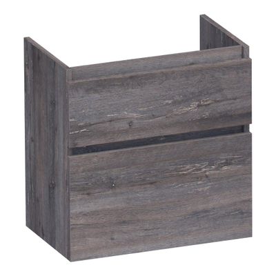 BRAUER Delight wastafelonderkast ondiep - 60x39x60cm - 2 softclose lades - greeploos - 1 sifon uitsparing - Driftwood