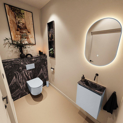 MONDIAZ TURE-DLUX 40cm toiletmeubel Clay. EDEN wastafel Lava positie rechts. Zonder kraangat.