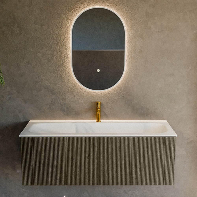 Mondiaz KURVE Ensemble de meubles de salle de bains - 120x46x40cm - 1 tiroir - lavabo solid surface - central - 1 trou de robinet - Shadow