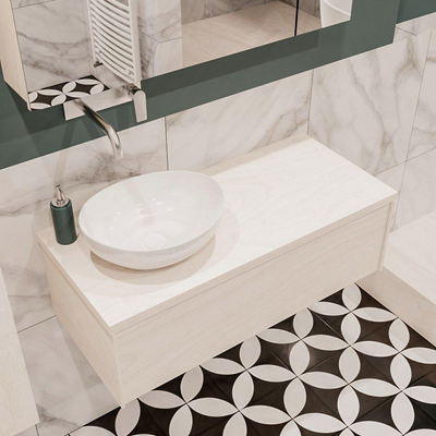 Mondiaz LUSH Meuble salle de bains Underlayment 1 tiroir 100x30x45cm lavabo BARCO Gauche sans trou de robinet