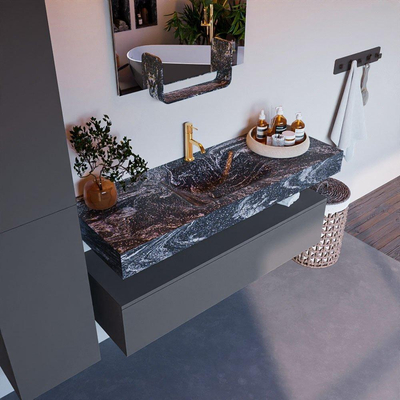 MONDIAZ ALAN - DLUX Badkamermeubelset - 130cm - onderkast - Plata - 1 lade - vrijhangende wastafel - wasbak midden - 1 kraangat - Lava