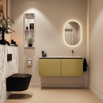 MONDIAZ TURE-DLUX Meuble toilette - 120cm - Oro - EDEN - vasque Glace - position droite - sans trou de robinet