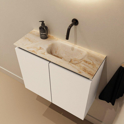 MONDIAZ TURE-DLUX 60cm toiletmeubel Talc. EDEN wastafel Frappe positie rechts. Zonder kraangat.