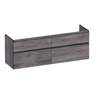 BRAUER Delight Edge meuble sous-lavabo 160 4 tiroirs à fermeture en douceur - sans poignées - 2 découpes pour siphon - Driftwood