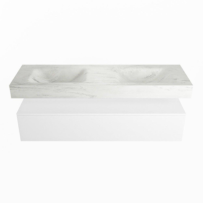 MONDIAZ ALAN - DLUX Badkamermeubelset - 150cm - onderkast - Talc - 1 lade - vrijhangende wastafel - 2 wasbakken - 2 kraangaten - Opalo