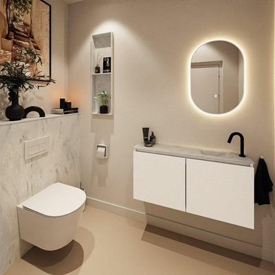 MONDIAZ TURE-DLUX 100cm toiletmeubel Talc. EDEN wastafel Opalo positie rechts. Met 1 kraangat.