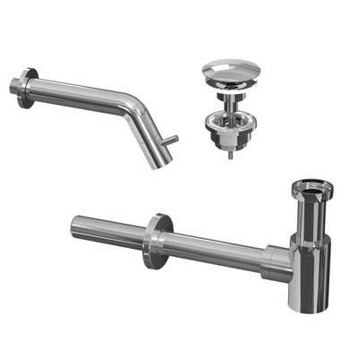 INK 3A Fonteinkraanset - wandFonteinkraan - always open - plug en designSifon - Chroom OUTLETSTORE