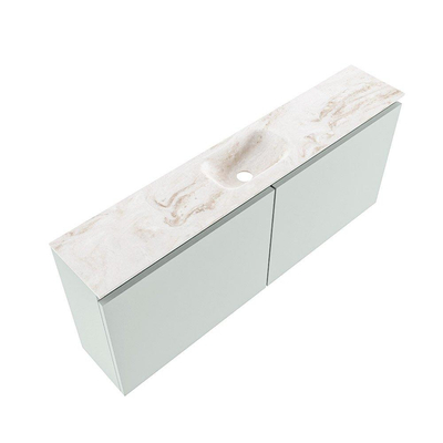 MONDIAZ TURE-DLUX meuble WC 120 cm Greey. Lavabo EDEN Frappe position centrale. Avec 1 trou de robinet.