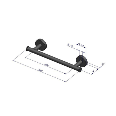 Plieger Como handdoekbeugel magnetisch 260mm mat zwart