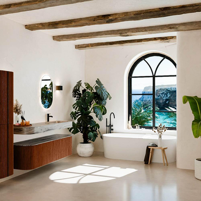 MONDIAZ THOR-DLUX 160cm meuble de salle de bains arrondi gauche + droite couleur Ruby avec 1 tiroir et 2 portes. Vasque suspendue CLOUD Droite 1 trou de robinet couleur Sombra.