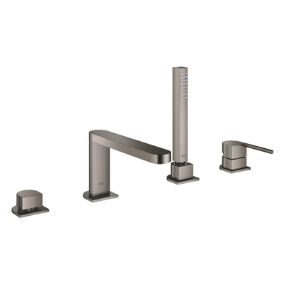 Grohe Plus Afbouwdeel - 4-gats badrandcombinatie - met omstel - inclusief baduitloop - inclusief handdouche - inclusief doucheslang 200cm - brushed hard graphite (antraciet)
