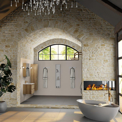 Mondiaz Aivy badmeubelset - 60x45x50cm - 1 kraangat - 1 wasbak talc Keramiek - Midden - 2 lades - Met spiegelkast - Melamine Chai