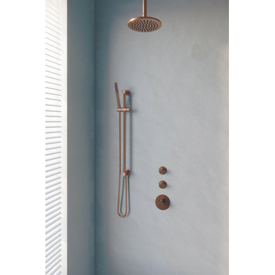 Brauer Copper Edition Set de douche à encastrer thermostatique avec partie encastrable douche de tête 20cm bras plafond douchette stick et barre de douche Cuivre brossé PVD