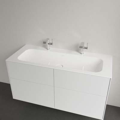 Villeroy & Boch Finion lavabo-plan de toilette - avec 2 trous de robinetterie 120x50cm - ceramic+ sans trop-plein blanc