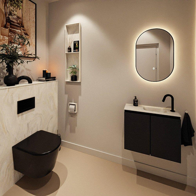 MONDIAZ TURE-DLUX Meuble WC 60 cm Urban. EDEN lavabo Ostra position droite. Avec 1 trou de robinet.