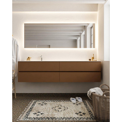 Mondiaz VICA Ensemble de meuble de salle de bain - 200cm - meuble sous-vasque reposant - 4 tiroirs - lavabo moon gauche - 1 trou de robinet - version XL 60cm de haut