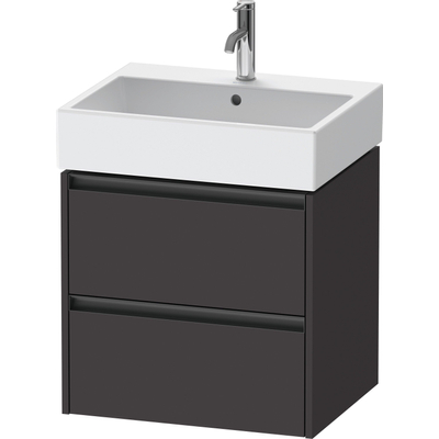 Duravit Ketho.2 Wastafelonderbouwkast - met 2 laden - 58.4x46x54.9cm - met grepen antraciet - grafiet supermat