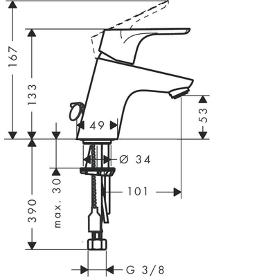 Hansgrohe Focus E2 Mitigeur lavabo avec chaîne chrome
