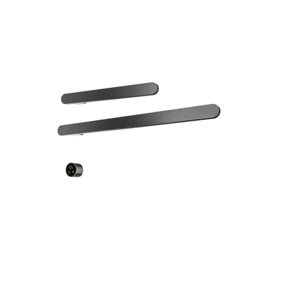Hotbath &MORE Handdoekradiator - 80x38cm - soft square - 2 stangen 80cm en 50cm - horizontaal - met schakelaar - PVD - geborsteld gunmetal (antraciet)