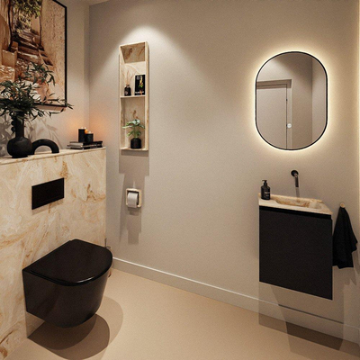 MONDIAZ TURE-DLUX Meuble WC 40 cm Urban. EDEN lavabo Frappe position droite. Sans trou de robinet.