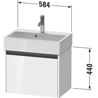 Duravit ketho 2 meuble sous lavabo avec 1 tiroir 58.4x39x44cm avec poignée anthracite basalte mate