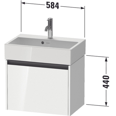 Duravit ketho meuble à 2 vasques avec 1 tiroir 58.4x39x44cm avec poignée blanc anthracite mate