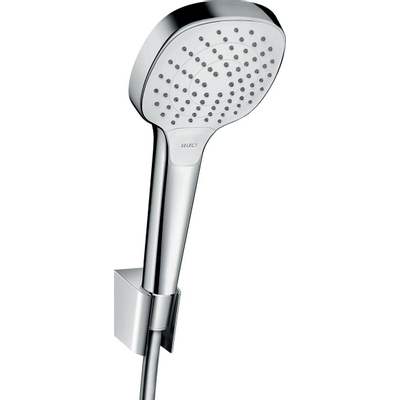 Hansgrohe Croma select e PorterS badset - met Croma - select E Vario - handdouche - met wandhouder - met isiflex B - doucheslang - 125cm wit/chroom - wit chroom