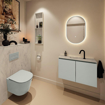 MONDIAZ TURE-DLUX meuble WC 80cm Greey. EDEN lavabo Opalo position milieu. Avec 1 trou de robinet.