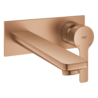 GROHE Lineare New wastafelkraan - l-size - wand - 2-gats - geborsteld warm sunset (koper)