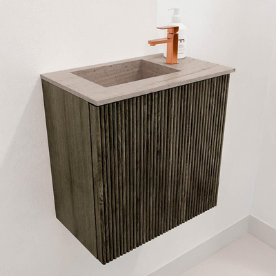 Mondiaz JOYA-DLUX 40cm toiletmeubel - kleur Shadow - Wastafel FAYE positie Links 1 kraangat kleur Saba.