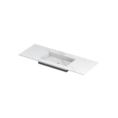 INK Post wastafel - 120x45x1cm - 1 wasbak - 1 kraangat - keramiek Calacatta mat