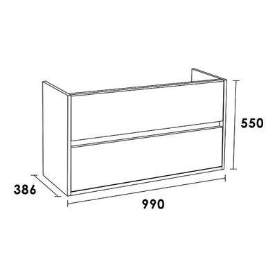 BRAUER Nexxt Meuble sous vasque 99x38.6x55cm 2 tiroirs 1 espace siphon sans poignées MFC Almond